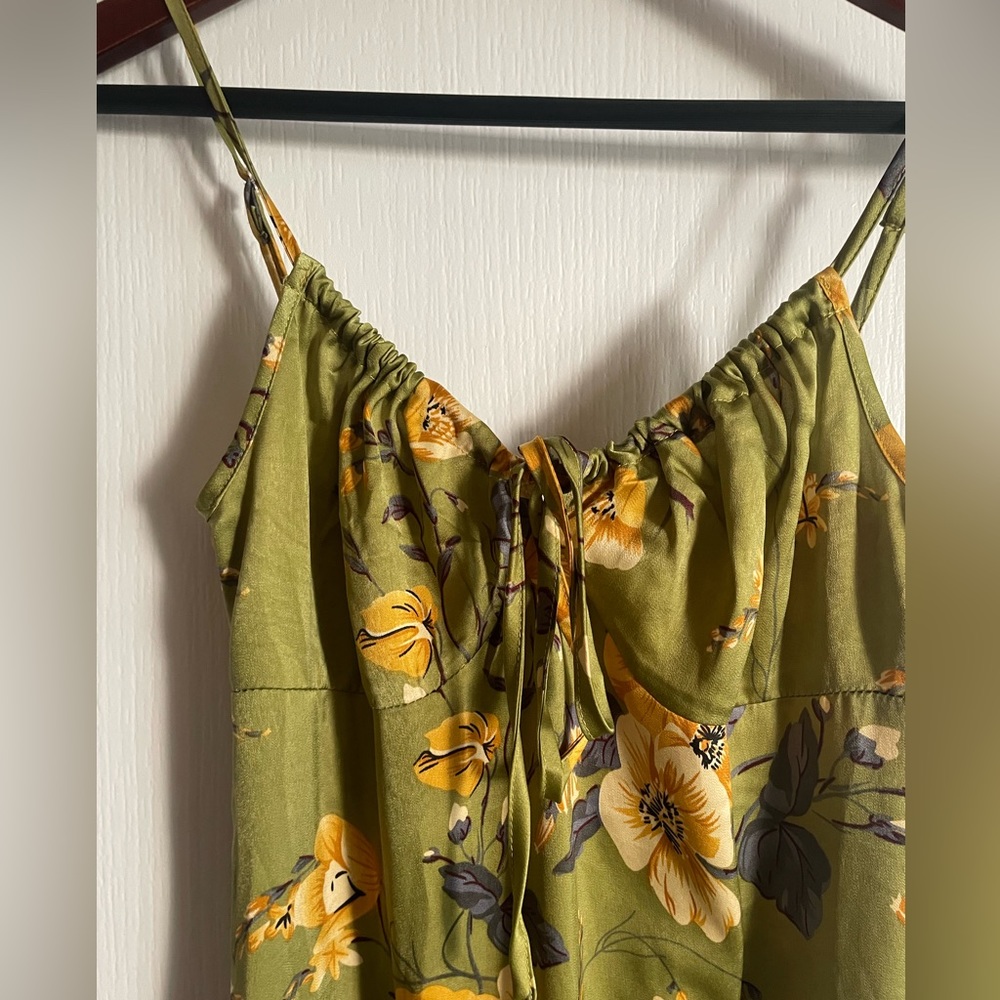 Green Floral Maxi Dress - S